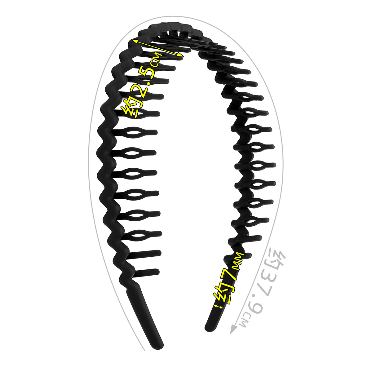 0.8 Comb style rubber black hair band, trendy men's backhead invisible hair pressure band, hair hole binding, face washing exercise hair details Picture