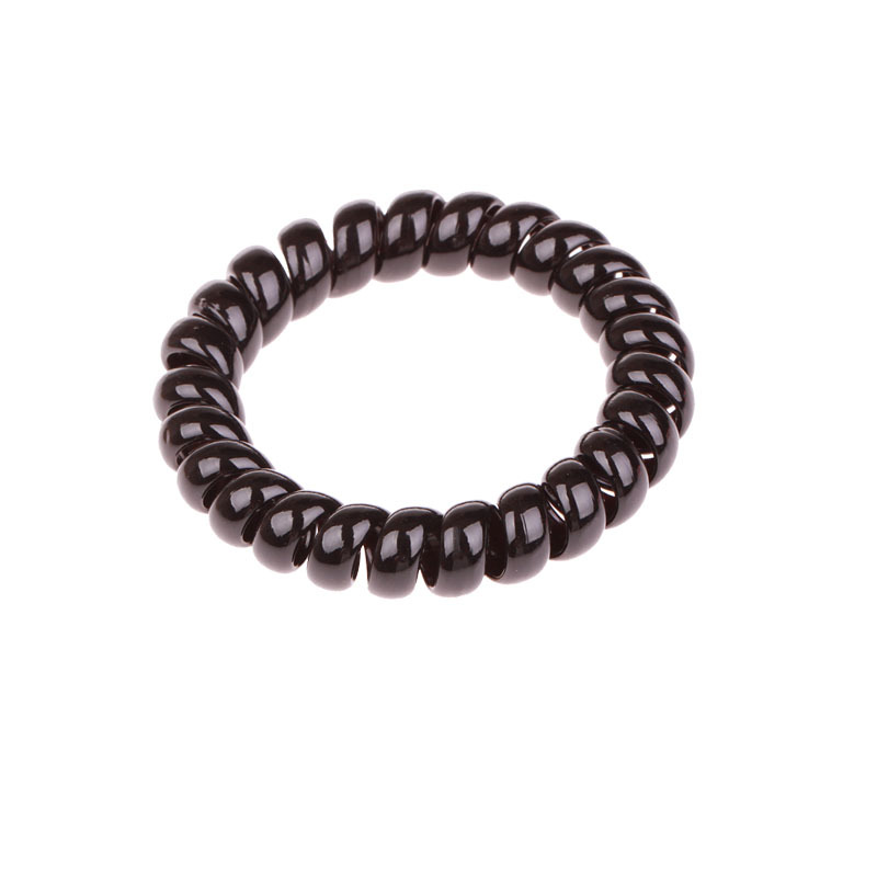 Black telephone line hair tie, large, medium and small sizes, Korean seamless, shiny, high-elastic hair tie, high ponytail hair band for women Item Picture