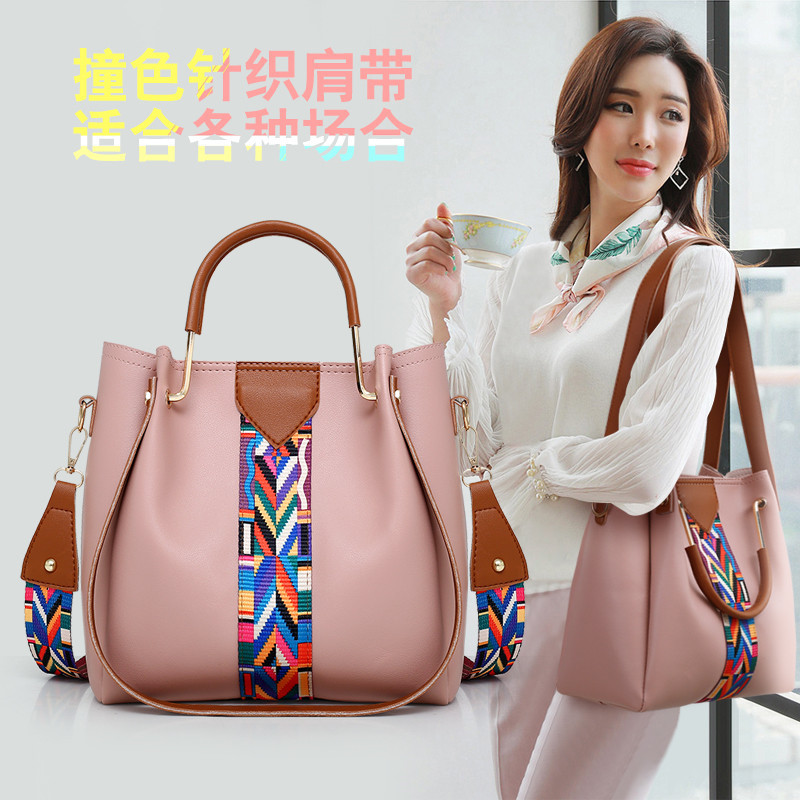 Women's three-piece bag set, mother and child bag, 2024 new wide crossbody bag, bucket bag, handbag, large capacity single-shoulder bag details Picture
