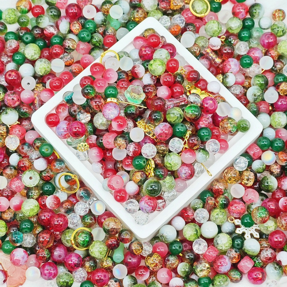 Weigh the scattered beads by jin (4-10MM), mixed color glazed beads, peach blossoms, starry sea, purple Qi Coming from the East, mixed beads undefined