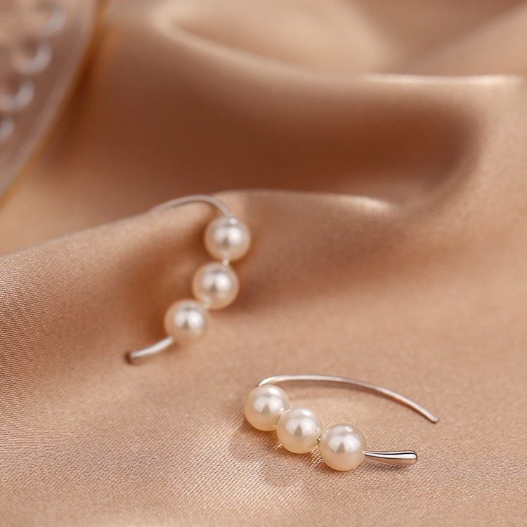 Exquisite and small pearl ear hooks, a niche design for women, simple and unique style earrings, high-end and fashionable plain ring earrings Application Scenario