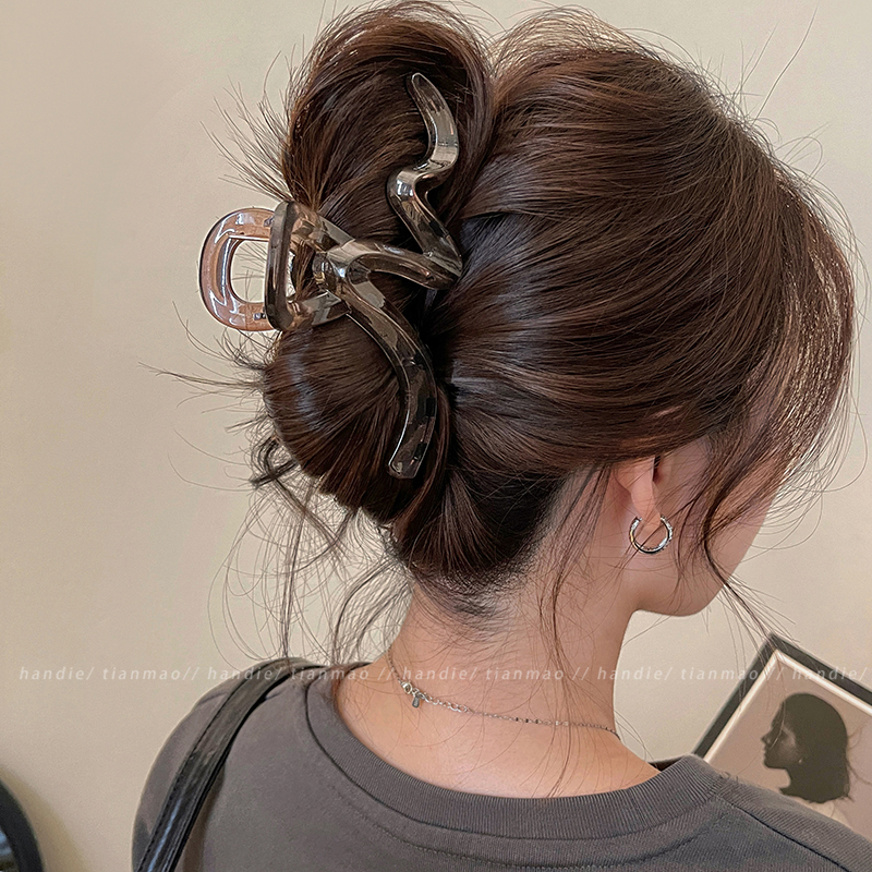 Amber wave hair clip for women 2025 new high-end style, large hair volume, shark clip for the back of the head Specification image