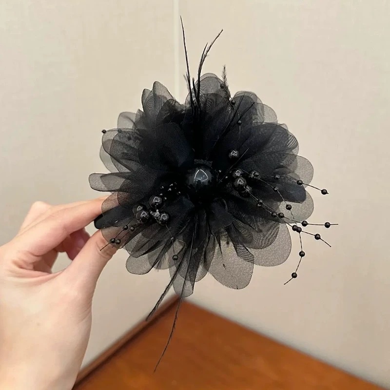 Caro's same rose flower hair clip for women, with a high-end and exquisite shark clip at the back of the head, and a large size for summer undefined