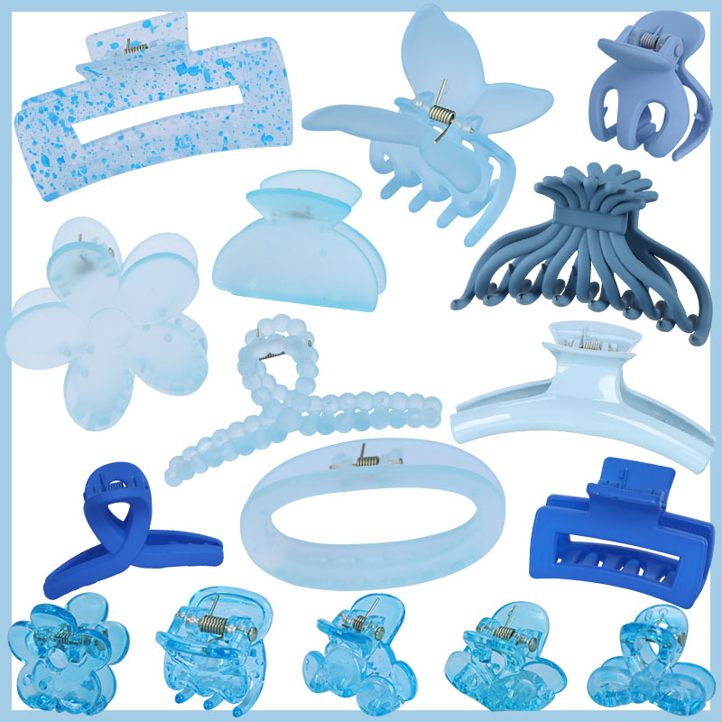 2023 Summer New Collection: Korean version Klein blue hair clip, women's blue hairpin, elegant shark clip headwear full image