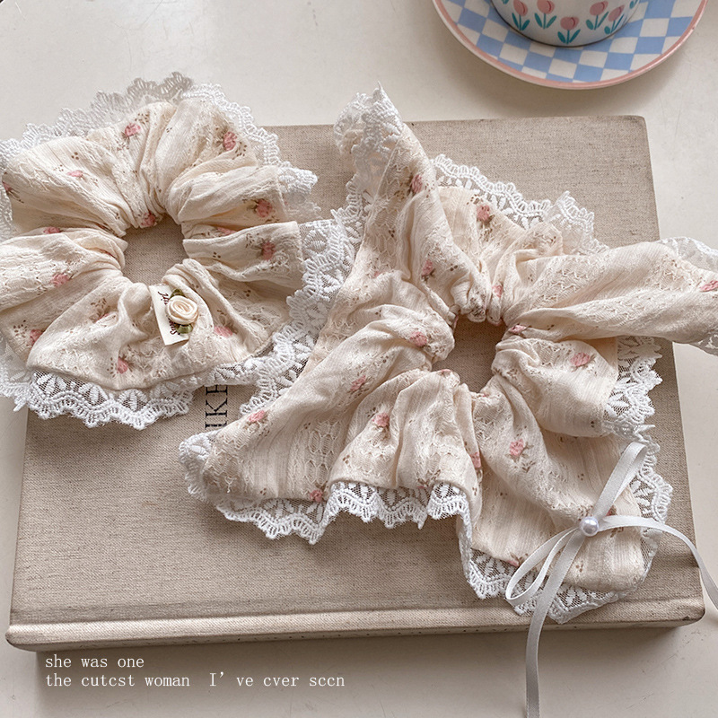 Elegant Camellia floral lace fringed large intestine hair band 2025 new style Korean-style gentle and high-end large headband for women Application Scenario