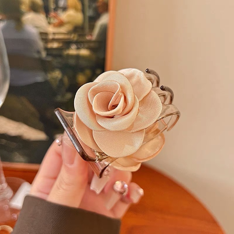 Caro's same rose flower hair clip for women, with a high-end and exquisite shark clip at the back of the head, and a large size for summer undefined