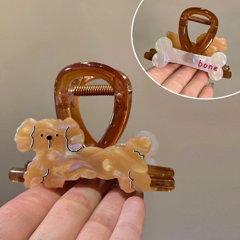 Cute puppy and cat grappling clips, medium-sized hair clips, cute female shark clips at the back of the head, 2025 new animal hair clips for summer Application Scenario