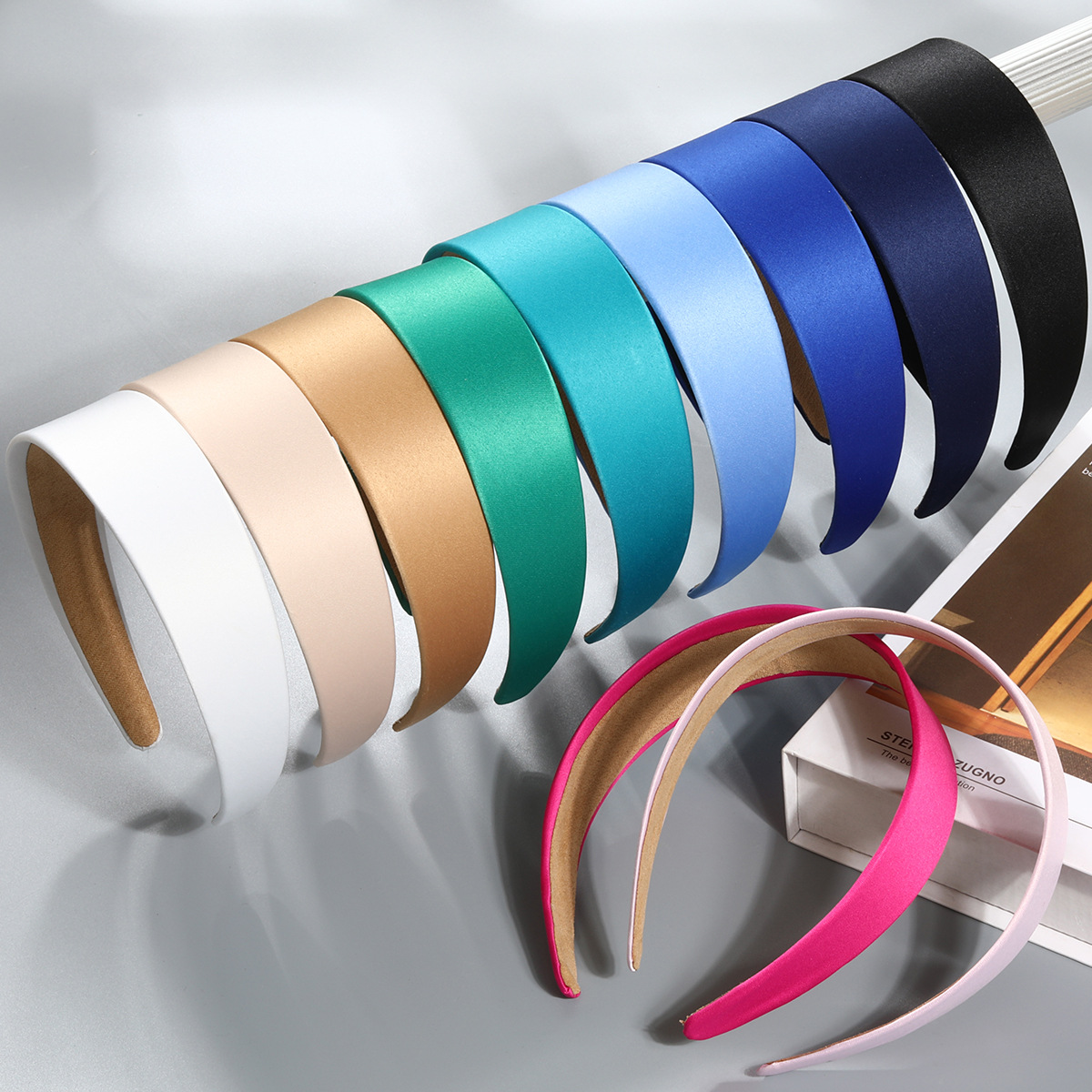 Satin wide-edge hairband, 4cm, retro handcrafted diy hairpin, simple women's headband and hair accessory supply full image
