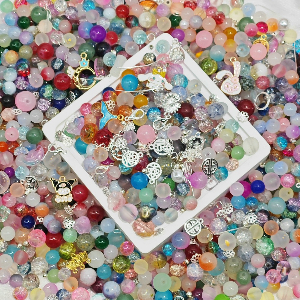 Weigh the scattered beads by jin (4-10MM), mixed color glazed beads, peach blossoms, starry sea, purple Qi Coming from the East, mixed beads undefined