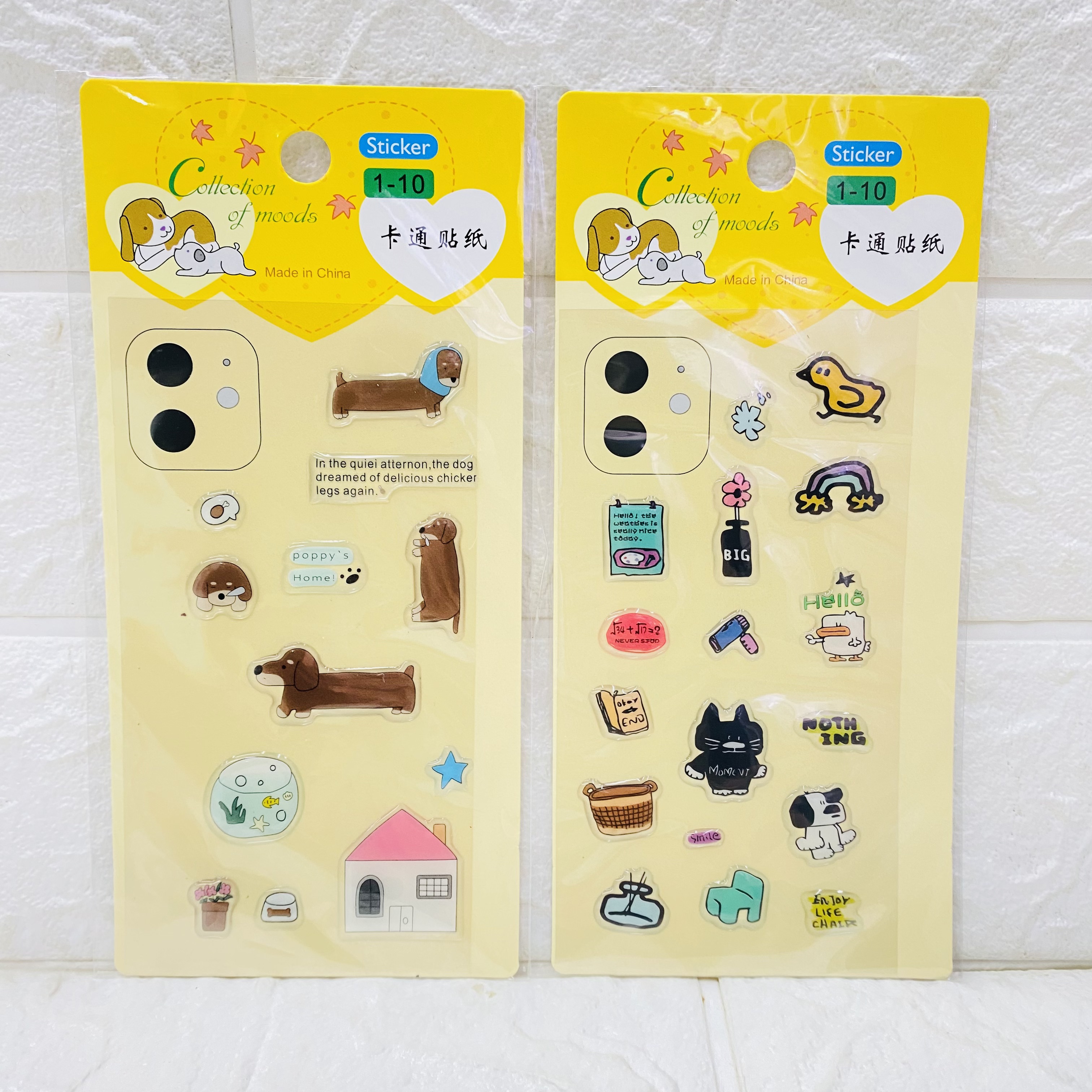 Cartoon crystal resin stickers for puppies, cats and mobile phones, cute crystal resin diy decorative planner stickers details Picture