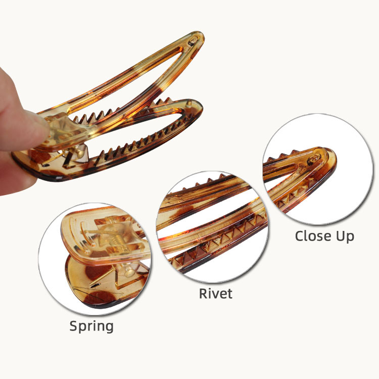 8 cm transparent hollowed-out teardrop hair clip, a new trendy bangs side duckbill clip diy accessory for women Specification image