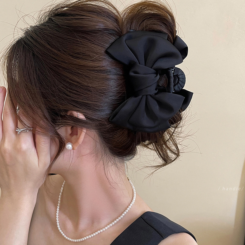Bow clip women's high-end style 2025 new autumn and winter shark clip large hair volume, back of the head hair clip headwear undefined