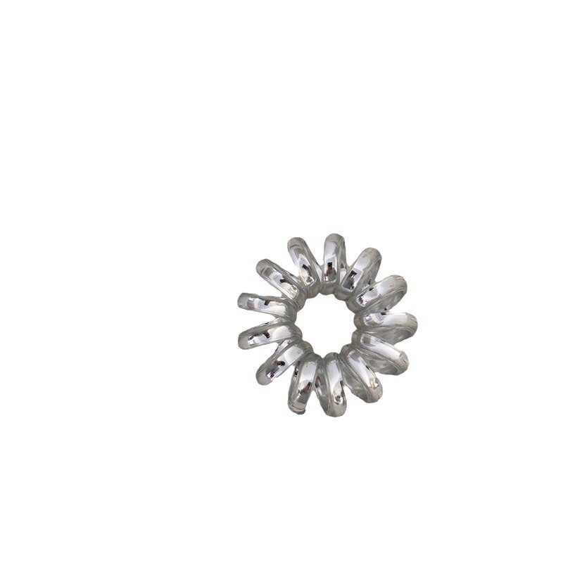 Silver telephone line hair band for women 2024, a new, high-end and cool style, wind power coil hair band, leather band hair accessory for women Item Picture