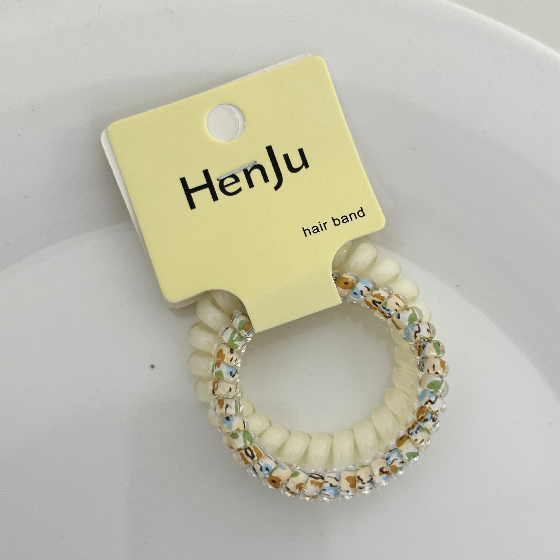 Korean girl ~ High-quality grape coconut polka dot telephone line, refreshing and versatile in summer, durable daily hair tie undefined