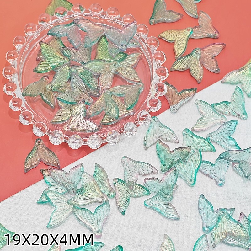 Chinese ancient-style glass fish-tail perforated earrings, bracelets, necklaces, pendants and other DIY accessories, wholesale of handcrafted materials undefined