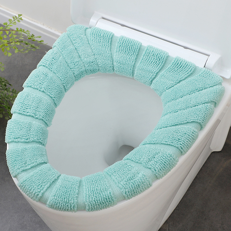 Nordic-style color-blocking handle toilet seat cover, plush knitted toilet seat cover, winter warm toilet seat, household toilet seat cover undefined