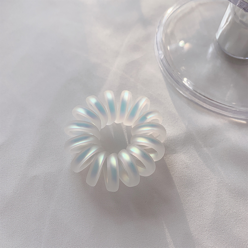 Cold and elegant white transparent telephone line hair tie, large and simple hair band, hair tie rubber band, popular online hair tie wholesale undefined
