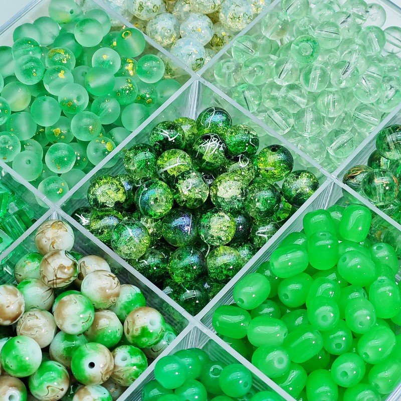 Green series glass, glass beads, loose beads, string beads, DIY materials, bracelets, necklaces, accessories details Picture