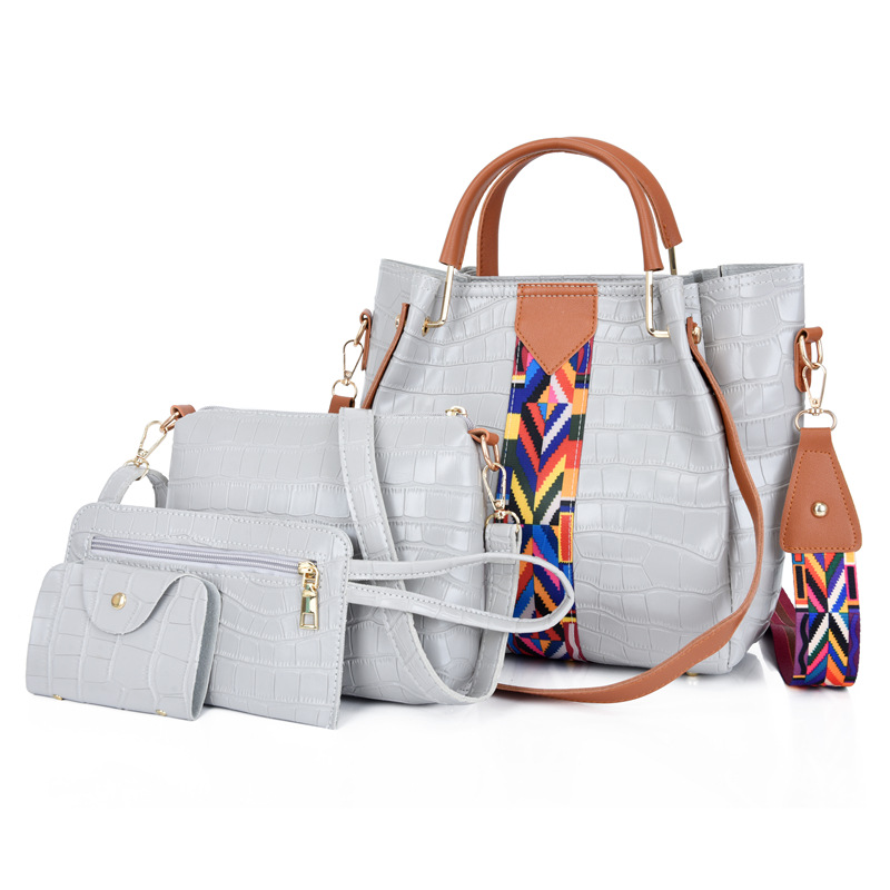2022 Colorful Ribbon Korean Style Fashion Four-piece Set Women's handbag, hand-held bag, shoulder crossbody bag, new trendy ethnic style bag undefined