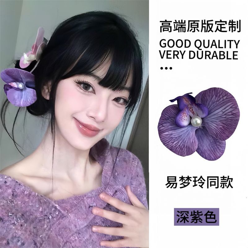 White Moonlight Organza Camellia Hairpin for Women, side bangs clip, seaside photo atmosphere hairpin, duckbill clip undefined