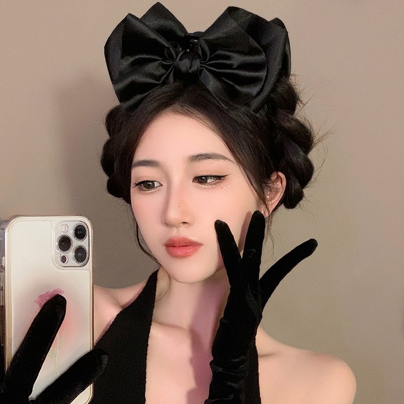 高级感黑色蝴蝶结发箍女2026年新款网红洗脸发带简约百搭外出头箍 undefined