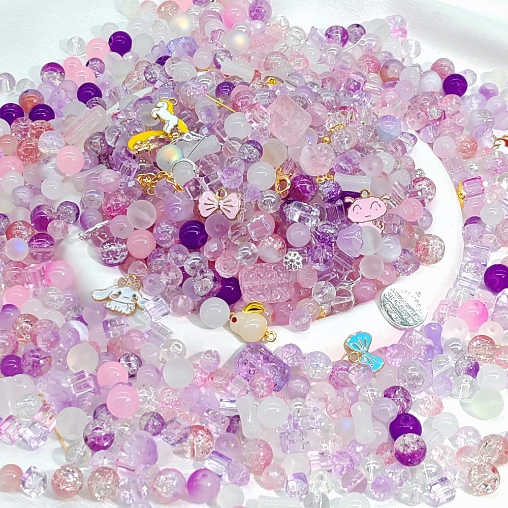 Weigh the scattered beads by jin (4-10MM), mixed color glazed beads, peach blossoms, starry sea, purple Qi Coming from the East, mixed beads undefined