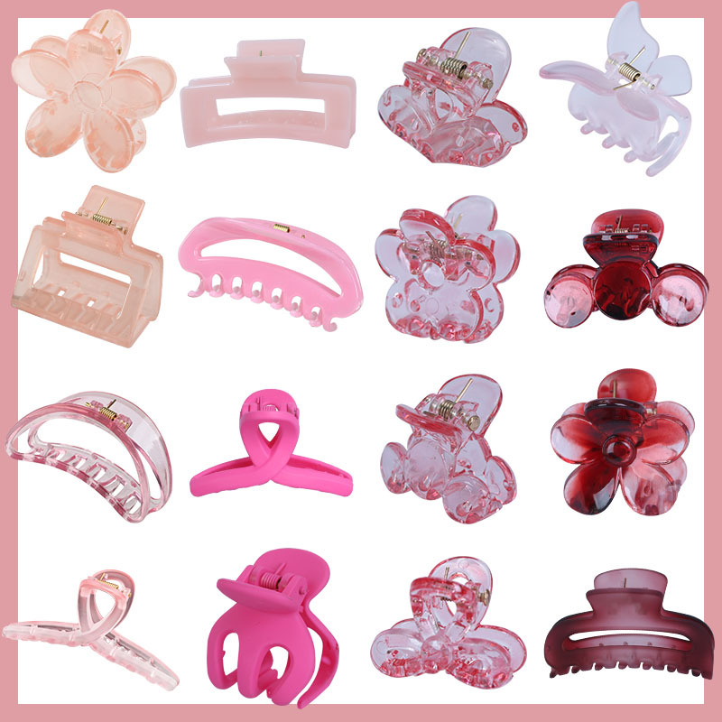 Autumn new arrivals: Cherry blossom pink hair clips, women's matte grabbers, fresh and versatile shark clips, hair grips, and hair accessories wholesale Specification image