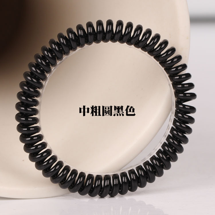 Black telephone line hair tie, large, medium and small sizes, Korean seamless, shiny, high-elastic hair tie, high ponytail hair band for women undefined