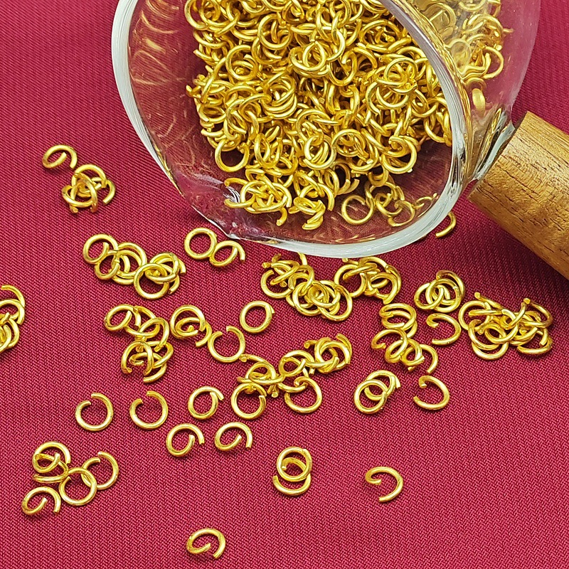 Color-preserving matte gold ancient method sand gold open ring necklace bracelet connection closed ring handmade diy accessory clasp details Picture