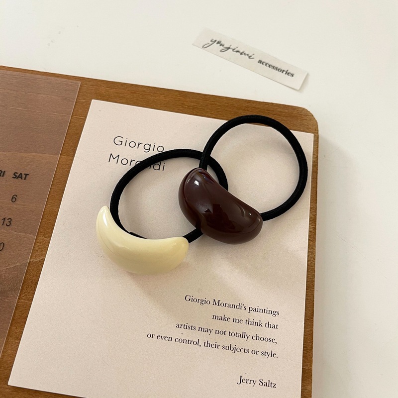 韩国东大门chic头绳女简约气质冷淡风亚克力圆弧黑色皮筋头饰发绳 details Picture