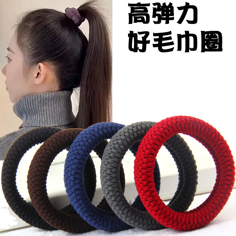 Upgraded version of ladies' high ponytail, widened and thickened, good towel hair band, rubber band, Korean-style girls' high school elastic and durable hair tie full image