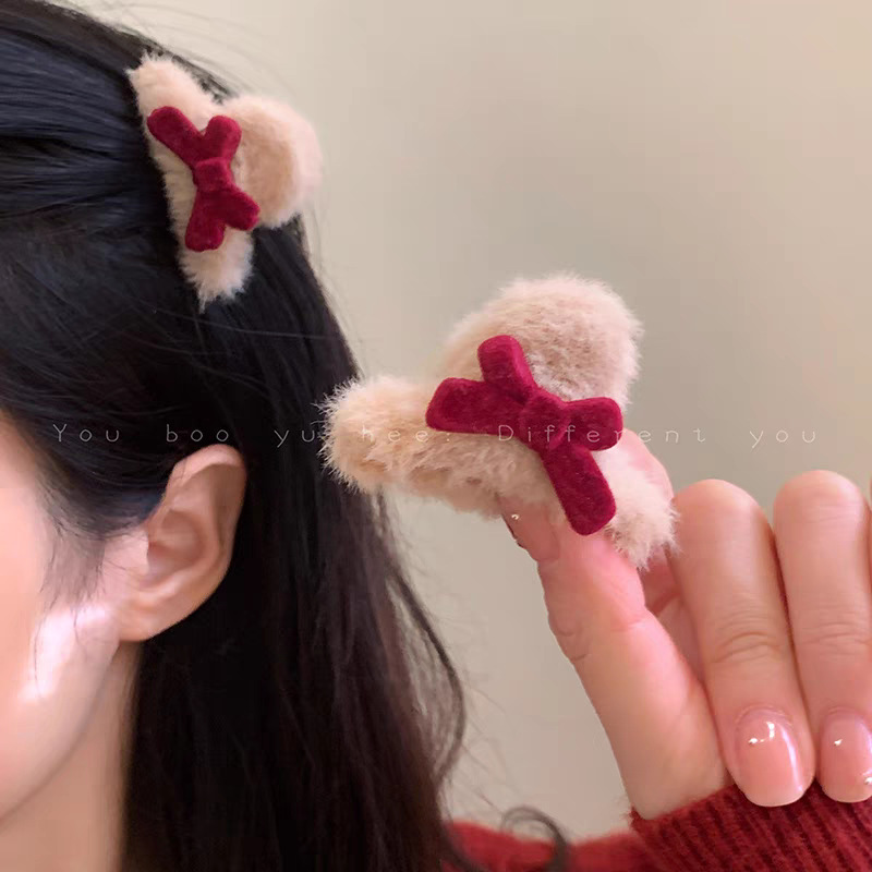 Plush red apple hair clips, large duckbill clips at the back of a woman's head, updo bangs clips, cute hair accessories wholesale undefined
