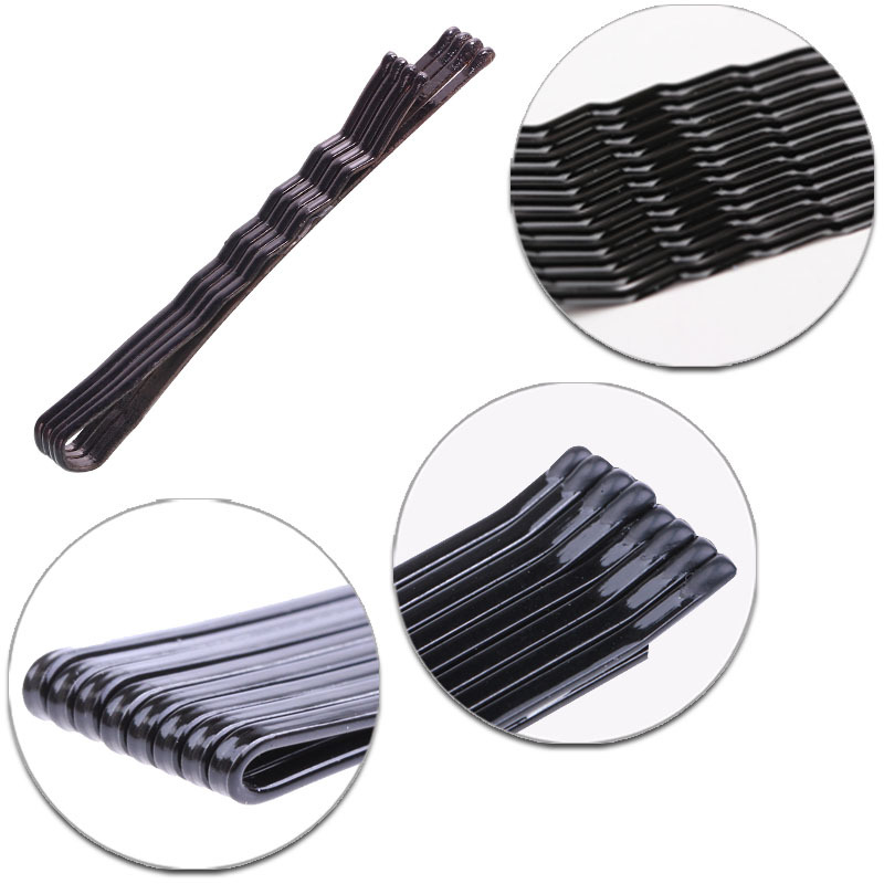Korean version black straight steel clip fruit pattern hair clip set, durable flow paint process straight clip wavy small edge clip Specification image