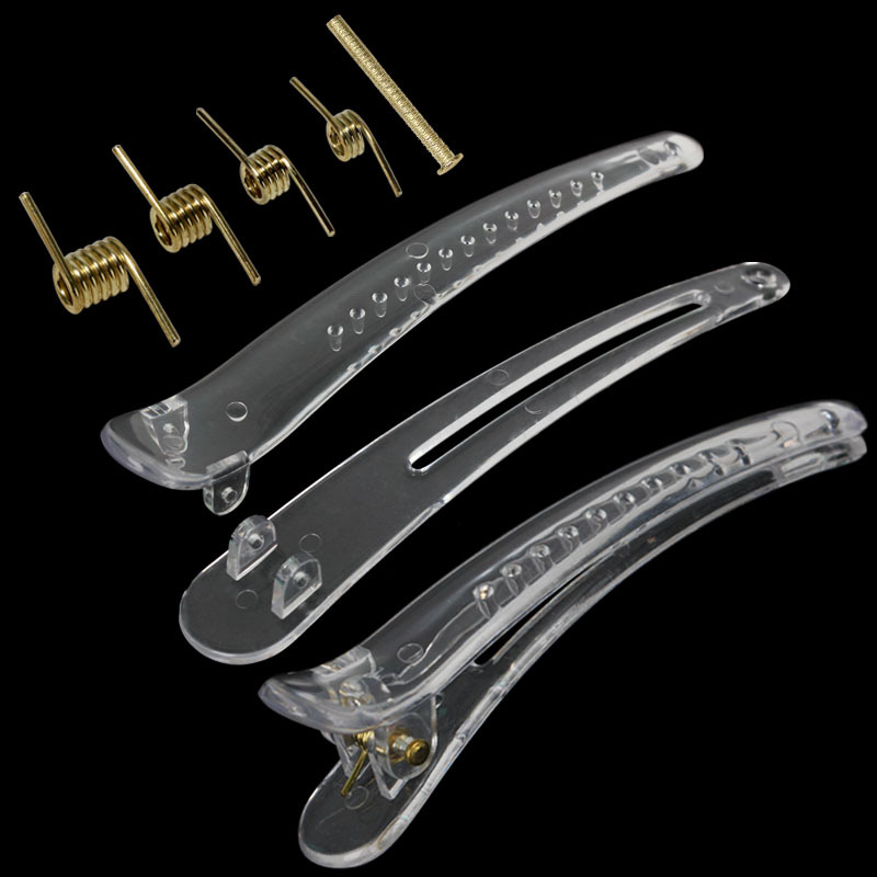 Wholesale of transparent duckbill clips in large, medium and small sizes from the manufacturer: 4.9cm, 7.8cm, 12cm bright-colored pointed-beak hair clips details Picture