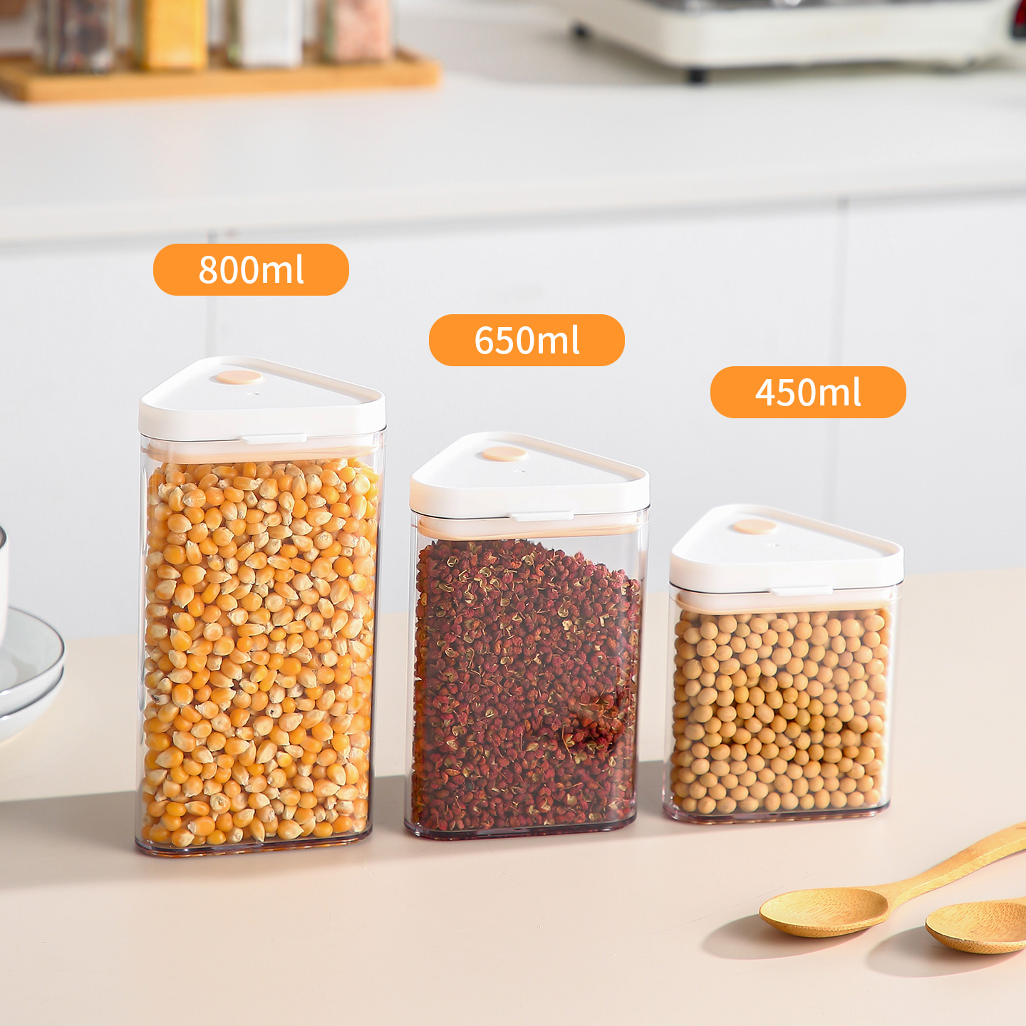 【CL】26Q2#8677 Xuan Yue Triangular Sealed Can Set 450ml*2+650ml*2+800ml*2 Clear Application Scenario