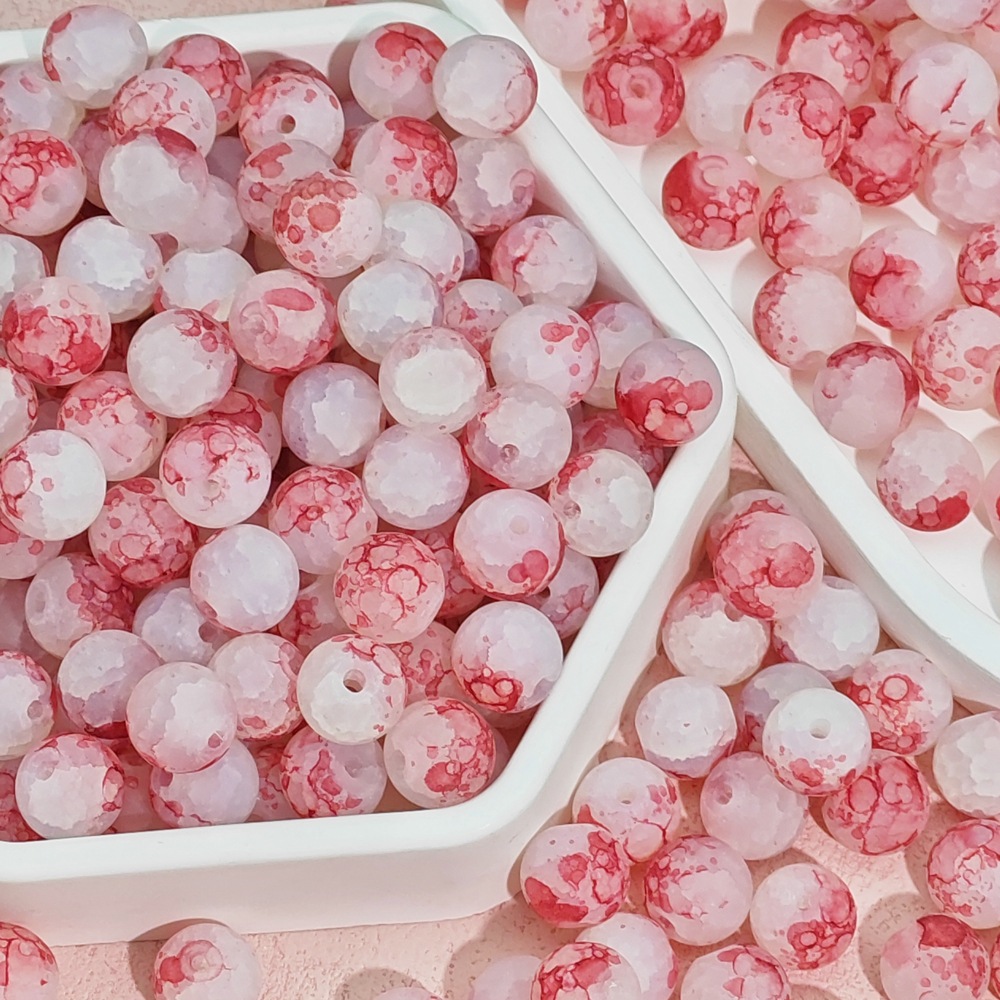 10mm frosted beads, floating flower jade, broken glass beads, round beads, scattered beads, diy handcrafted beaded bracelet, necklace material accessories undefined
