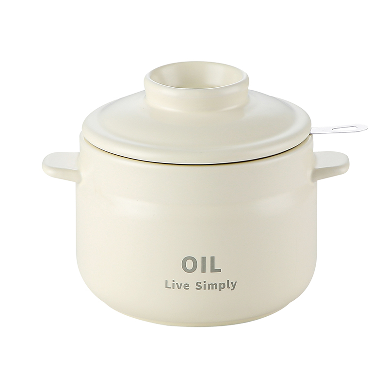 【CL】25Q4#8363-8364 Ceramic double-ear Oil Filter Tank (1050ml) Milky white pic 16