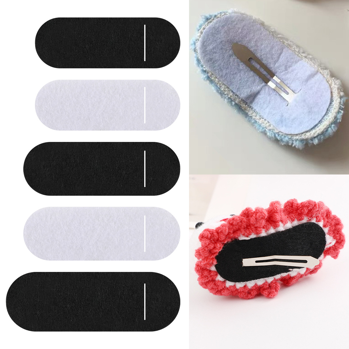 diy non-woven fabric hair clip pads, oval BB clips, fabric felt, DIY headwear accessories, non-woven fabric negatives full image