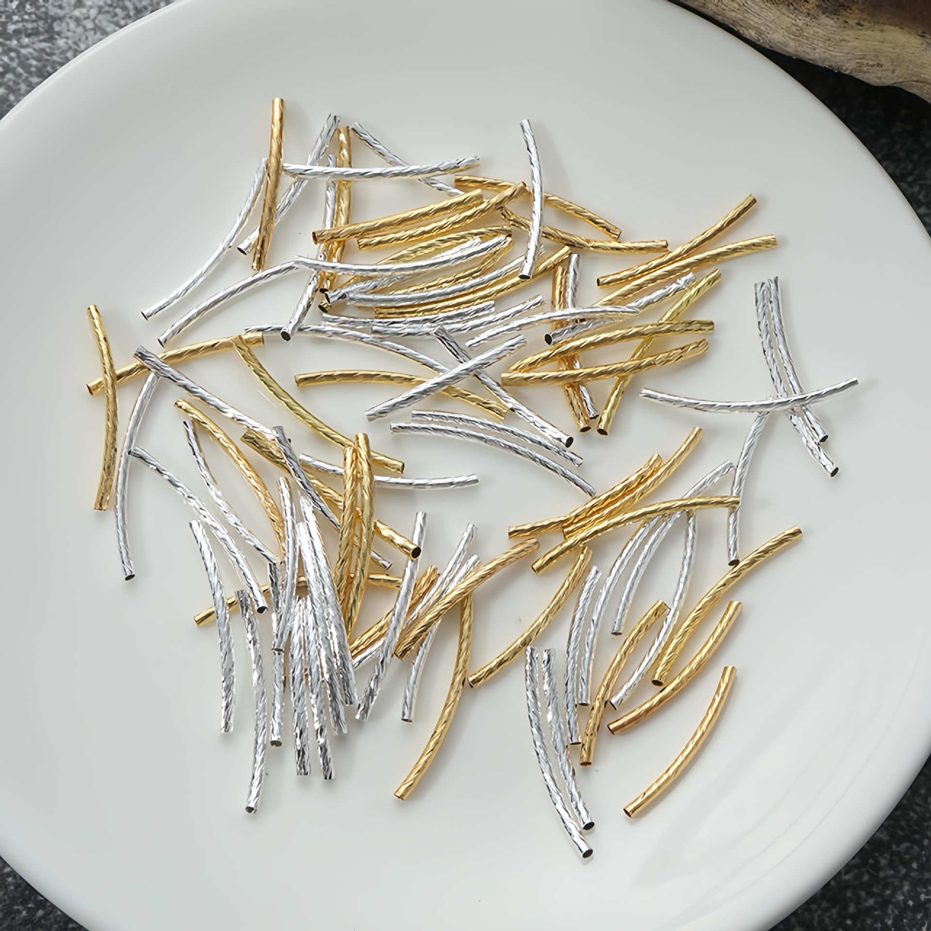 Wholesale of diy bracelet, necklace and jewelry accessories with copper electroplated gold color retention elbow, cut surface and threaded twist connection pipe