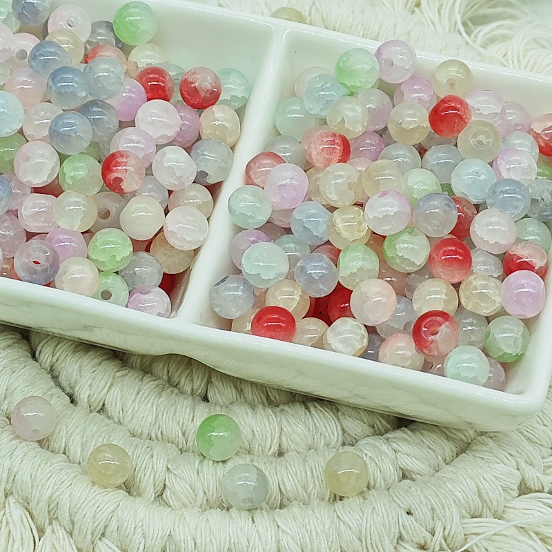 6mm jade broken glass beads, new ice-cracked beads, fresh and sweet diy accessories, fashionable scattered beads bracelet, small round beads Application Scenario