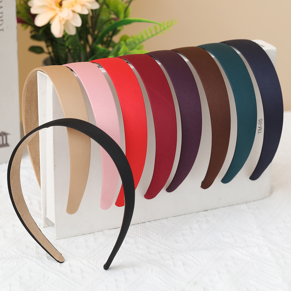 2.5cm colorful satin wide-edge hairband, retro handcrafted diy hairpin, simple women's fabric headband, hair accessory supply full image