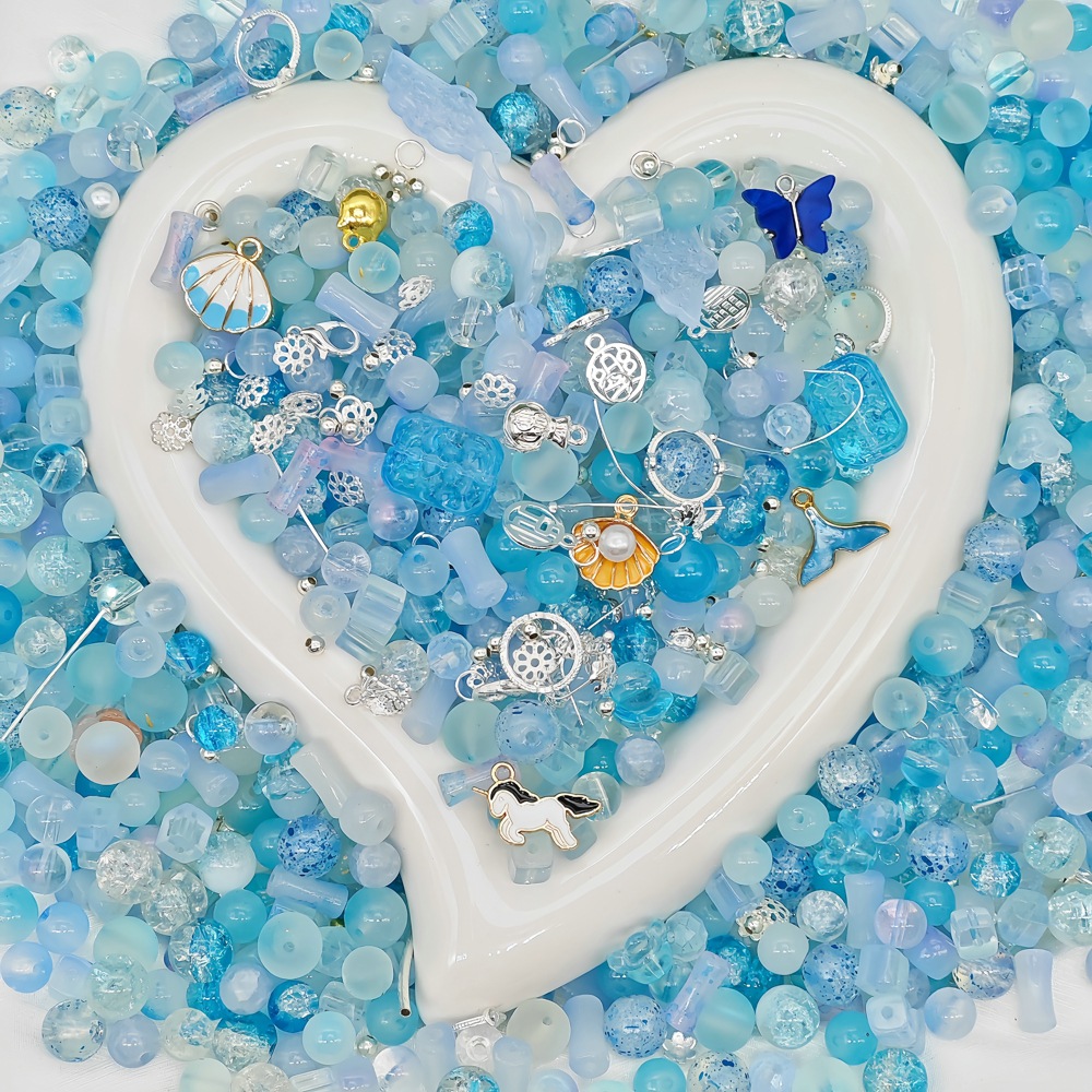 Weigh the scattered beads by jin (4-10MM), mixed color glazed beads, peach blossoms, starry sea, purple Qi Coming from the East, mixed beads Specification image