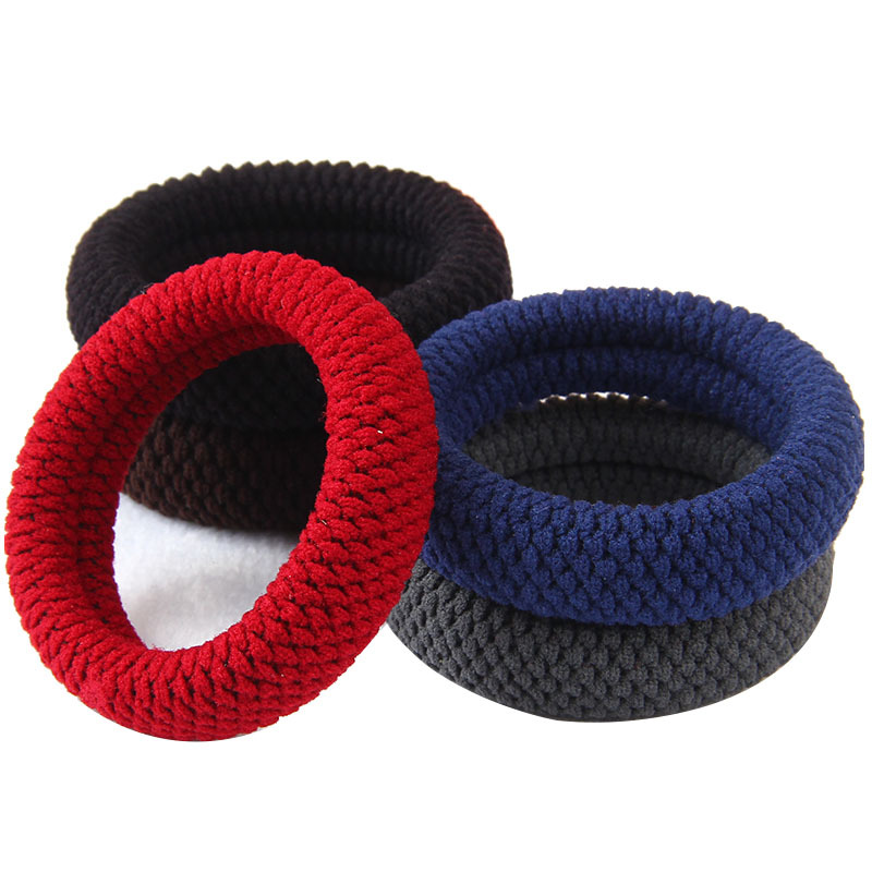 Upgraded version of ladies' high ponytail, widened and thickened, good towel hair band, rubber band, Korean-style girls' high school elastic and durable hair tie Item Picture