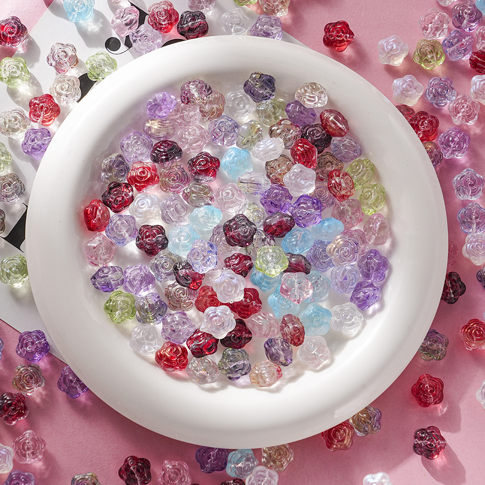 Wholesale of new glass rose, pointed flower, handcrafted beaded DIY bracelets, necklaces, hairpins, accessories and materials full image