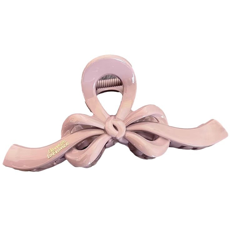 Bow, ribbon knot, grappling clip, women's ribbon, gold label, simple and elegant, large hair clip, abundant hair volume, shark clip headwear Item Picture