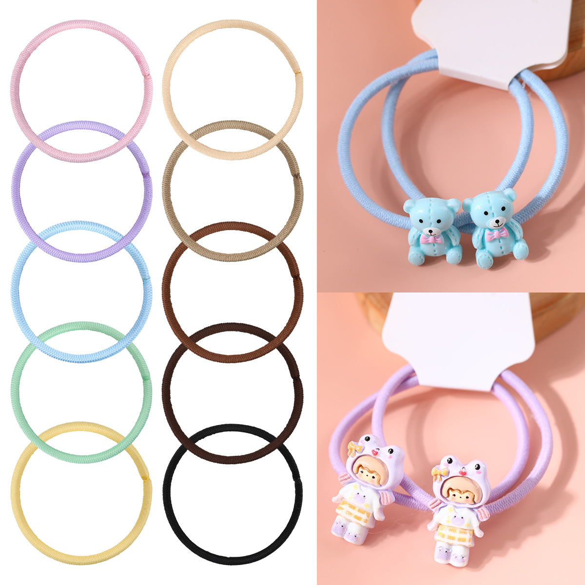 3mm thick, high-elasticity, durable leather band, colorful seamless hair tie, hair tie, rubber band, adult hair accessory full image