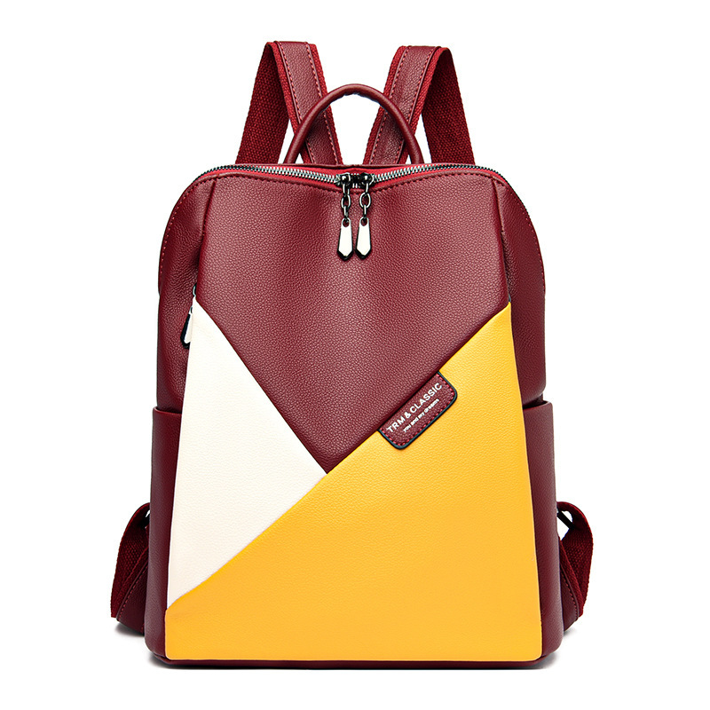 Fashion backpack for women 2024 New large-capacity trendy spliced women's backpack, Hong Kong-style soft leather bag undefined