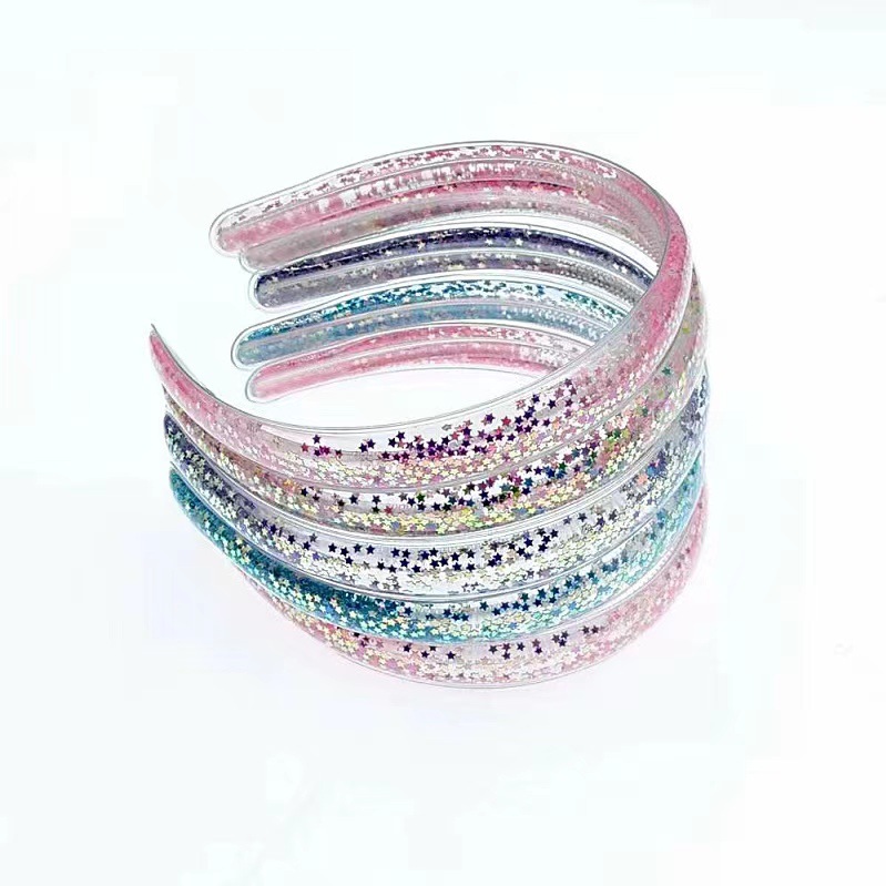 Sequined flowing sand transparent headband, children's headband wholesale new toothed anti-slip hair pressure girls' accessory hair accessory Application Scenario