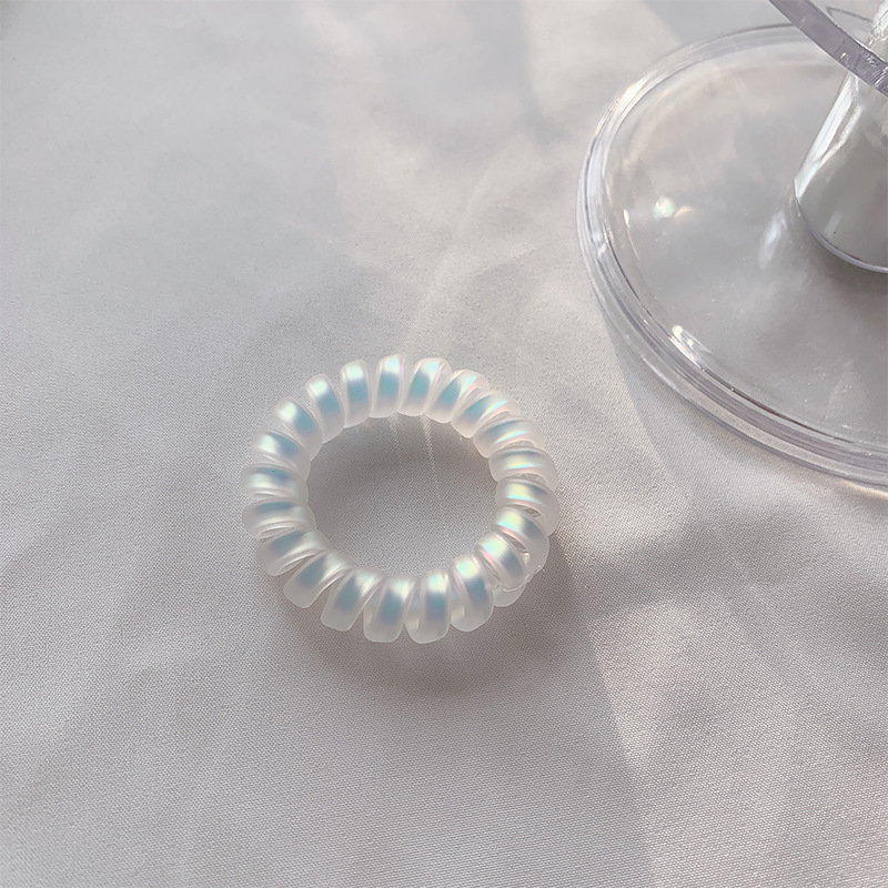 Cold and elegant white transparent telephone line hair tie, large and simple hair band, hair tie rubber band, popular online hair tie wholesale undefined