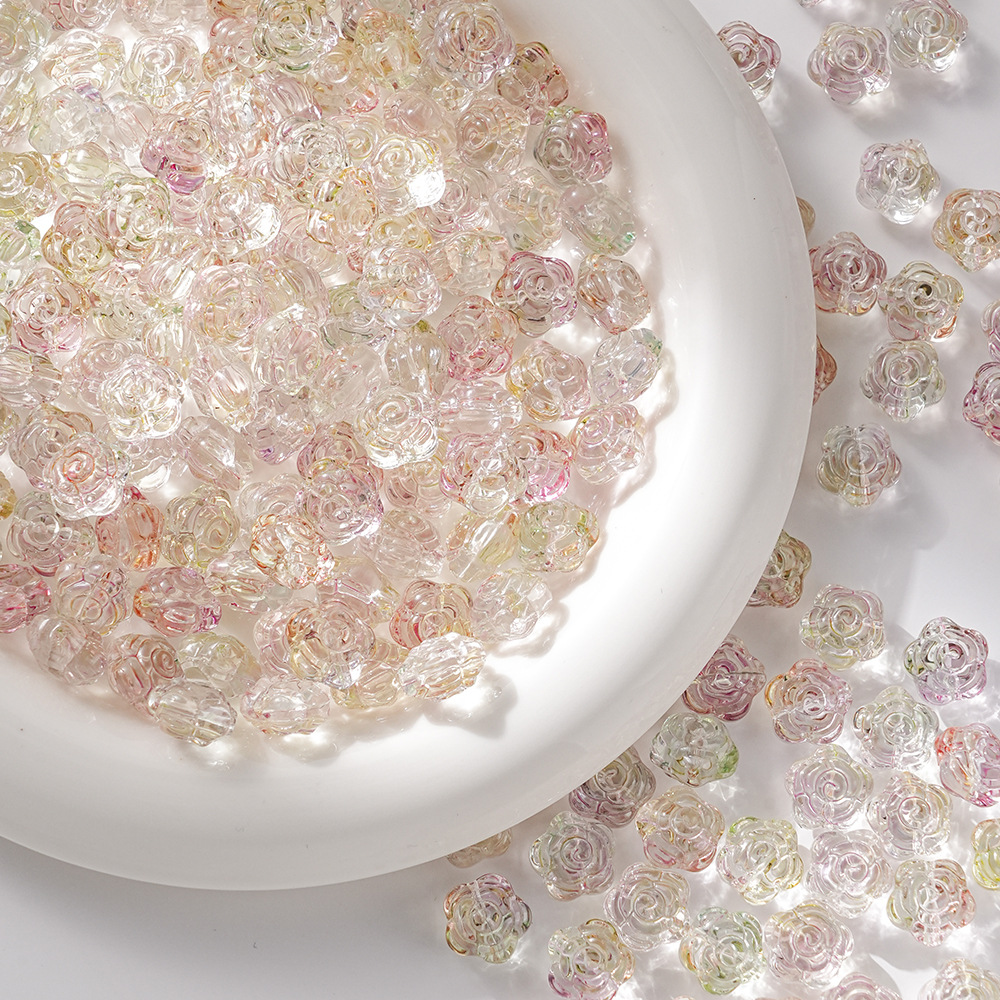 Wholesale of new glass rose, pointed flower, handcrafted beaded DIY bracelets, necklaces, hairpins, accessories and materials Specification image